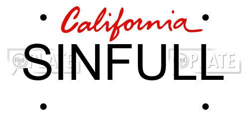 SINFULL California License Plate