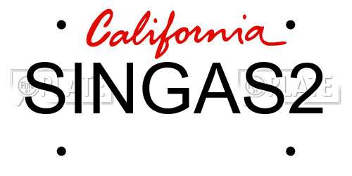 SINGAS2 California License Plate