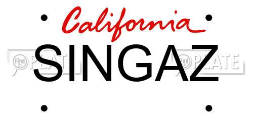 SINGAZ California License Plate