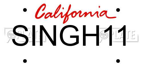 SINGH11 California License Plate