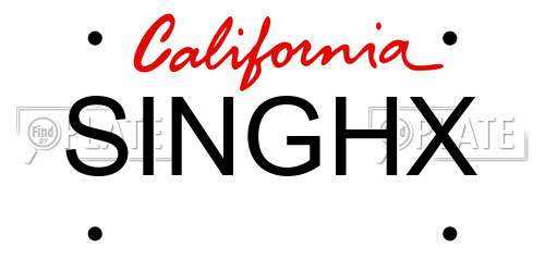 SINGHX California License Plate