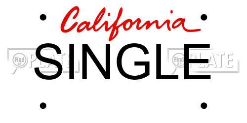 SINGLE California License Plate
