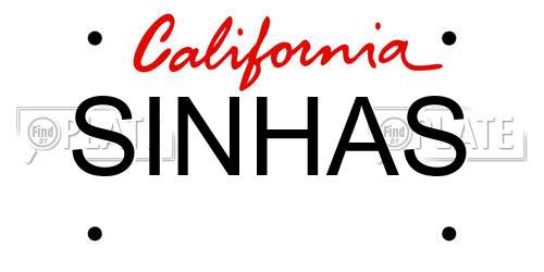 SINHAS California License Plate