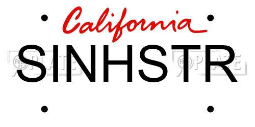 SINHSTR California License Plate