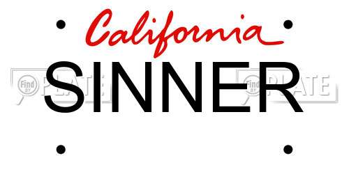 SINNER California License Plate