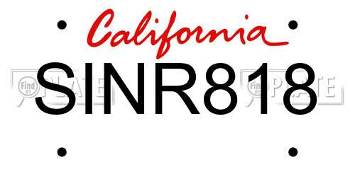 SINR818 California License Plate