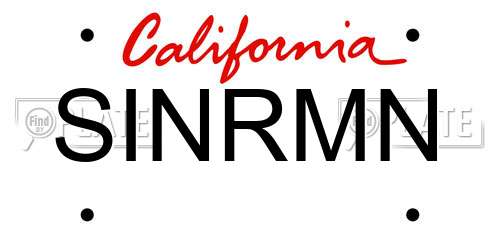 SINRMN California License Plate