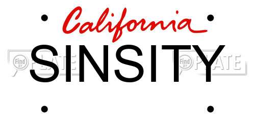 SINSITY California License Plate