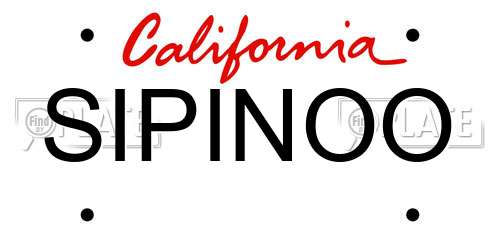 SIPINOO California License Plate