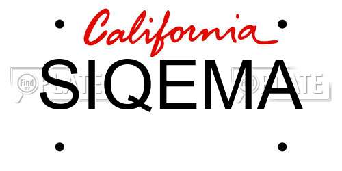 SIQEMA California License Plate