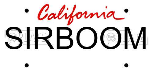 SIRBOOM California License Plate
