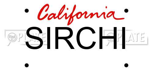 SIRCHI California License Plate