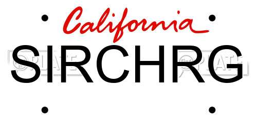 SIRCHRG California License Plate