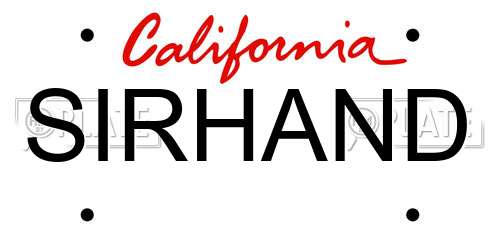SIRHAND California License Plate