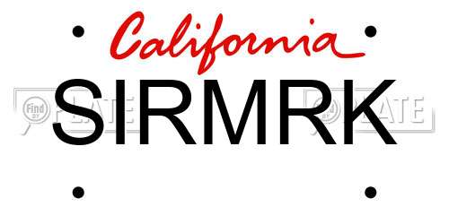 SIRMRK California License Plate