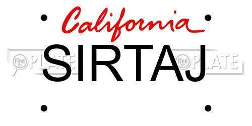 SIRTAJ California License Plate