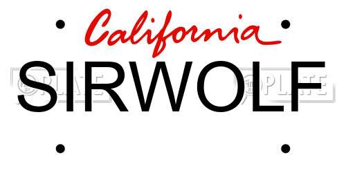SIRWOLF California License Plate