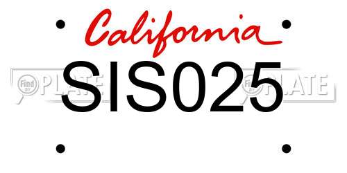SIS025 California License Plate