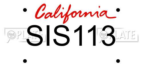 SIS113 California License Plate