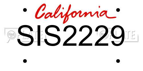 SIS2229 California License Plate