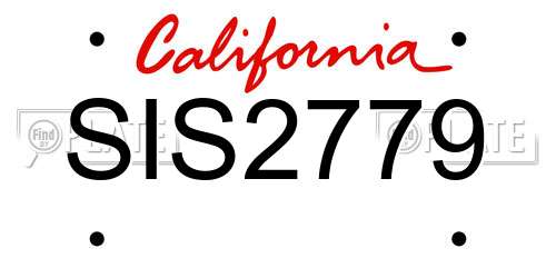 SIS2779 California License Plate