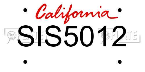 SIS5012 California License Plate
