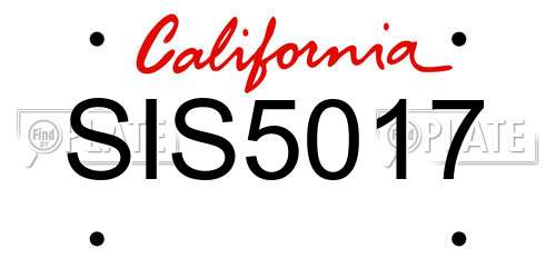 SIS5017 California License Plate