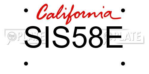 SIS58E California License Plate