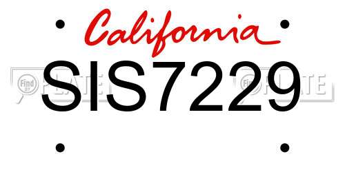 SIS7229 California License Plate