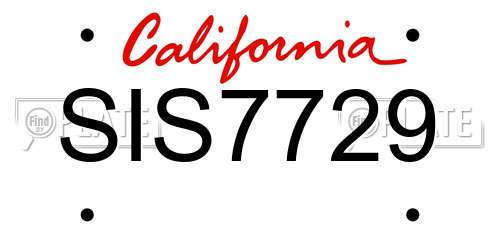 SIS7729 California License Plate