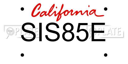 SIS85E California License Plate