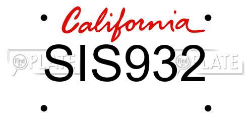 SIS932 California License Plate