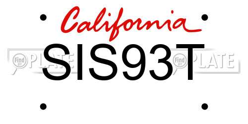 SIS93T California License Plate