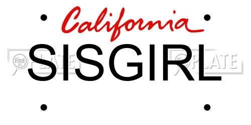 SISGIRL California License Plate