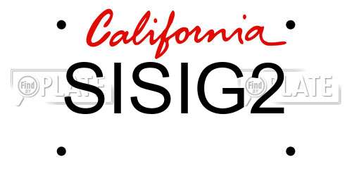 SISIG2 California License Plate