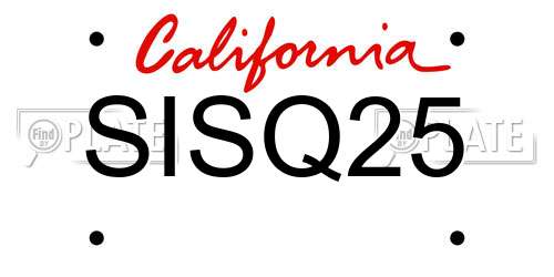 SISQ25 California License Plate