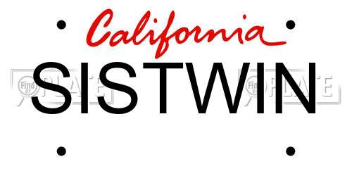 SISTWIN California License Plate