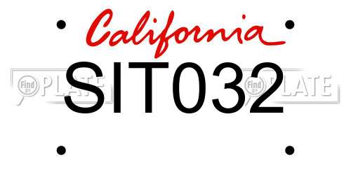 SIT032 California License Plate