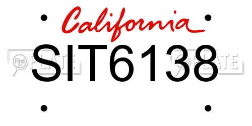 SIT6138 California License Plate