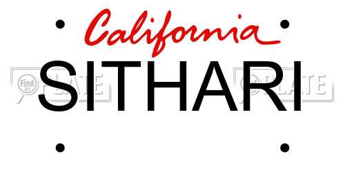 SITHARI California License Plate