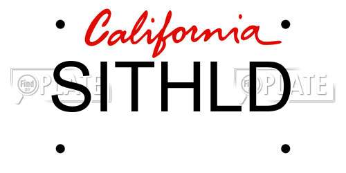 SITHLD California License Plate