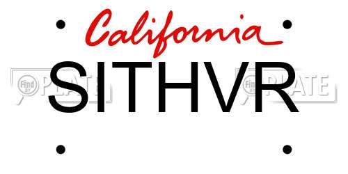 SITHVR California License Plate