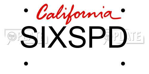 SIXSPD California License Plate