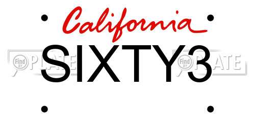 SIXTY3 California License Plate