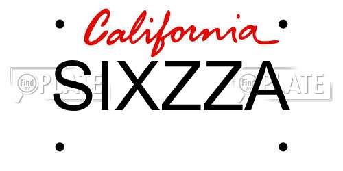 SIXZZA California License Plate