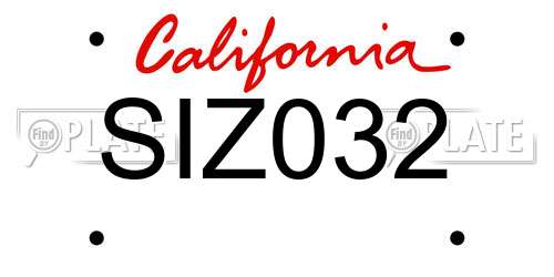 SIZ032 California License Plate