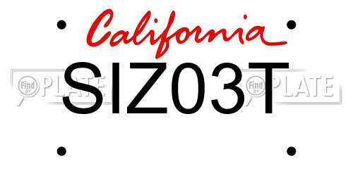 SIZ03T California License Plate