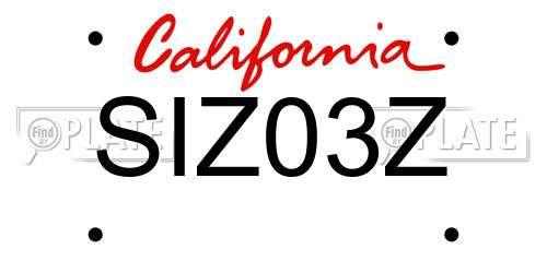 SIZ03Z California License Plate