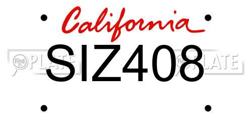 SIZ408 California License Plate