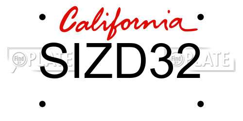 SIZD32 California License Plate